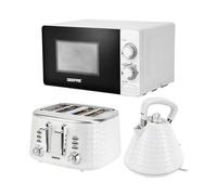 "Argyle" Matching 1.5L Kettle, Toaster and 20L Microwave Oven Set Geepas White One Size