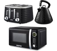GEEPAS Argyle Collection Digital 20L Microwave 1.7L Kettle & 4 Slice Toaster Set