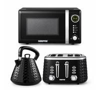 Geepas Argyle Kettle And Toaster Set With 20L Digital Microwave Set In Black Black