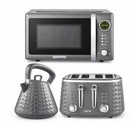 Geepas Argyle Kettle And Toaster Set With 20L Digital Microwave Set In Grey Grey