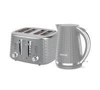 Geepas "Argyle" Matching 1.7L Jug Kettle & 4 Slice Toaster Set in Grey Geepas Grey