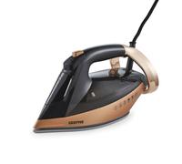 GEEPAS Auto Temperature Control Steam Iron | Auto Shut Off | Ceramic Soleplate 1.2L Water Tank | 30s Fast Heat-Up 40g/Steam Output Anti-Drip Anti-Calc | 2 Year Warranty 2400W Stylish Black/Gold