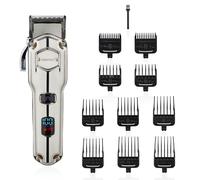 GEEPAS Beard Trimmer for Men | Cordless/Corded Clipper with LED Display for Hair Stubble Body | Rechargeable Shaver 240 Min Runtime Stainless Steel Blades 10 Comb Lengths | 2 Year Warranty 2000mAh