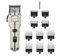 GEEPAS Beard Trimmer for Men | Cordless/Corded Clipper with LED Display for Hair Stubble Body | Rechargeable Shaver 240 Min Runtime Stainless Steel Blades 10 Comb Lengths | 2 Year Warranty 2000mAh