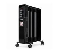 Geepas 11 Fin Black Oil Filled Radiator Heater 2500W With 24Hr Timer Black