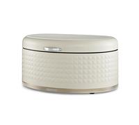 GEEPAS Argyle Bread Bin 9L | Carbon Steel Container with Flip-Open Lid & Easy-to-Lift Lid Handle | Easy Clean Design Preserves Loaves Fresh Longer | Shields from Dust Mites | Storage Box Cream
