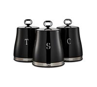 GEEPAS Canisters Set Kitchen Storage Container Tea Coffee Sugar Set of 3 1.4L
