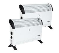 GEEPAS Convector Heater 2000W (Pack of 2) | Portable Free-Standing Electric Heater for Home with 3 Heat Settings | Variable Thermostat Quiet Operation Energy-Efficient & Safe Heating White