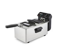 Geepas Deep Fat Fryer 3L | Food Grade Stainless Steel with Viewing Window and Safety Cut Out | Non-Slip, Easy Clean and Adjustable Temperature Control | Compact, 2100W | 2 Years Warranty, Silver