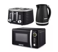 Geepas Argyle 1.7L Kettle & Toaster Set with Microwave 4 Slice Kitchen Set in Black Geepas Black