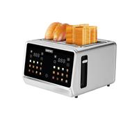 GEEPAS 5-in-1 DIGITAL 4 Slice Toaster | Stainless Steel Housing Wide Slots LED Display & Timer | 6 Browning Level Cancel Defrost & Reheat Function 6 Versatile Mode Removable Crumb Tray | 1770W Silver