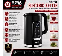 GEEPAS Digital Electric Kettle Cordless Jug Kettle Keep Warm 2200W 1.7L Black