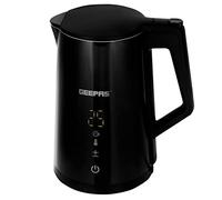 Geepas Digital Electric Kettle - Cordless Kettle, One Touch Digital Display, Auto Shut-Off & Boil-Dry Protection, Double Wall Cool Touch - 2200W Fast Boil, Stainless Steel Inner, 1.7L, Black