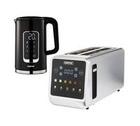 GEEPAS 5-in-1 Digital 4 Slice Long Toaster & Electric Kettle Set | 5 Temperature Settings Keep Warm Function 2200W 1.7L Cordless Jug Kettle | 6 Browning Levels, Cancel Defrost & Reheat Function 1450W