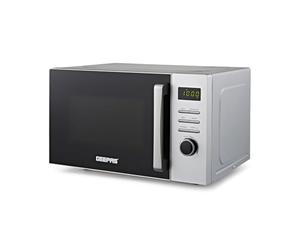 GEEPAS Digital Microwave Oven, 23L | 5 Power Levels, Reheating & Defrost Function | Digital Display 60 Minute Timer 8 Pre-set Modes | Easy Clean Oven for Standard Size of Dinner Plate 800W Silver