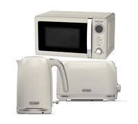 (Cream) Geepas Kettle, 2Slice Bread Toaster & MicrowaveSet