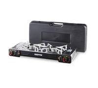 Geepas Double Burner Camping Portable Gas Stove with Carry Case Automatic Ignition in Black Geepas Black
