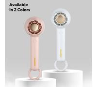 GEEPAS Rechargeable Fan - Pack of 2 | Mini Portable USB Fan for Travel Camping Office Outdoor Women Men | Handheld 1200mAh 2 Speeds, 4Hr Run Time | Ultra Quiet 125gm Lightweight Design | Pink & White