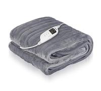 Electric Heated Throw Soft Flannel Over Blanket 9 Heat Setting 9 Hour Timer 130x160 cm Geepas Grey One Size