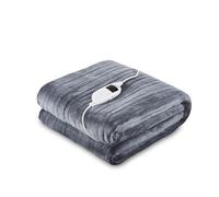 GEEPAS Electric Heated Blanket | Soft Flannel Fleece Heated Throw Over Blanket for Bed Sofa | 9 Heat Setting Digital Display 9H Timer Auto Off | Energy Efficient & Machine Washable | 130x180cm Grey
