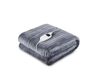 GEEPAS Electric Heated Blanket | Soft Flannel Fleece Heated Throw Over Blanket for Bed Sofa | 9 Heat Setting Digital Display 9H Timer Auto Off | Energy Efficient & Machine Washable | 130x180cm Grey
