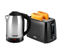 1500W 1.8L Cordless Electric Kettle & 2 Slice Bread Toaster Kitchen Set Black
