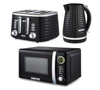 (Black) Geepas Electric Kettle, Toaster & Microwave Set