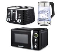 GEEPAS Electric Kettle 4 Slice Bread Toaster & Microwave Kitchen Set