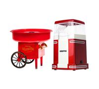 Geepas Electric Popcorn Maker Machine & Cotton Candy Maker Set | Makes Hot, Fresh, Fat-Free Theatre Style Popcorn Anytime, Oil-Free Popcorn Popper, Candy Floss | Retro Design for Birthdays, Parties