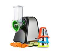 Geepas 200W 4 in 1 Electric Salad Maker | Electric, Multi Grater, Fruit Cutter, Vegetable Slicer, Shredder | Food Processor, Cylinder Design with 4 Cone Blades Set - 2 Year Warranty