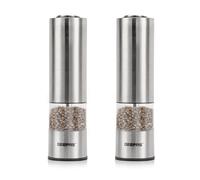 Geepas Electric Salt & Pepper Mill - Battery-Powered, One-Handed Operation, LED Light - Adjustable Coarseness, Automatic Motorized Grinder for Salt, Pepper, and More - Pack of 2