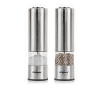 Geepas Electric Salt & Pepper Mill - Battery-Powered, One-Handed Operation, LED Light - Adjustable Coarseness, Automatic Motorized Grinder for Salt, Pepper, and More - Pack of 2
