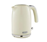 GEEPAS Fluted 1.7L Electric Kettle | Cordless Jug Kettle with Rapid Boil Auto Shut Off & Boil Dry Protection | 360° Rotational Base, Removable & Washable Filter for Hot Water Coffee Tea | 3000W Cream