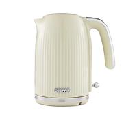 GEEPAS 1.7L Electric Kettle | Cordless Jug Kettle with Rapid Boil Auto Shut Off & Boil Dry Protection | 360° Rotational Base, Removable & Washable Filter for Hot Water Coffee Tea | 3000W Cream Fluted