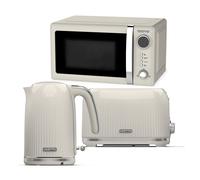 (Cream) Geepas Kettle, 2Slice Bread Toaster & MicrowaveSet
