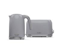Geepas 2 Slice Bread Toaster & 1.7L Cordless Electric Kettle Combo Set - 1750W Toastie Machine with 7 Browning Control - 3000W Kettle with Auto Shut Off & Boil Dry Protection, Grey