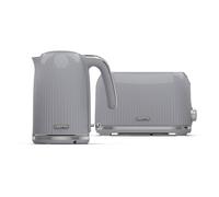 Geepas Fluted 3000W Electric Kettle And Toaster Set 2 Slice, Grey