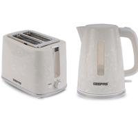 GEEPAS Fluted Collection 1.7L Kettle & 2 Slice Bread Toaster Combo Set, Grey