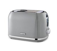 GEEPAS 2 Slice Toaster | 6 Browning Levels Cancel Defrost Reheat | for Thin Small Bread Slice Removable Crumb Tray Cool Touch Housing High Lift | Space-Saving Design | 2 Yr Warranty 1000W Grey Fluted