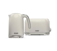 Geepas 2 Slice Bread Toaster & 1.7L Cordless Electric Kettle Combo Set - 1750W Toastie Machine with 7 Browning Control - 3000W Kettle with Auto Shut Off & Boil Dry Protection, Cream