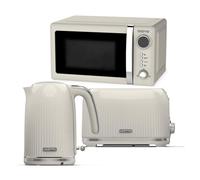 Fluted Collection Kettle, Toaster Microwave Set Geepas Cream One Size