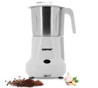 Geepas Food Processor - 450W Electric Wet & Dry Grinder, Stainless Steel Jar & Blades for Coffee Beans Herbs Spices Salsa Curry Pastes Chutney Batter Grinding - Detachable Bowl, 300ML Capacity, White