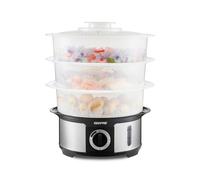 Geepas 3-Tier Food Steamer, 12L Capacity | Electric Vegetable Steamer with BPA Free Removable Baskets For Healthy Steam Cooking | 75 Minutes Timer & 1000W Power | Stainless Steel Housing