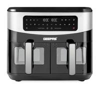 GEEPAS Dual Zone Digital Air Fryer with Visual Window | 9L XL Capacity 2 Drawers 10-In-1 Cooking Presets | Touch Screen Smart Finish Timer Function Dishwasher-Safe Healthy Oil Free & Low Fat Cooking