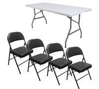 Royalford Pack of 4 Folding Padded Chair with 6ft Heavy Folding Table