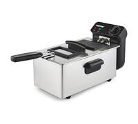 Geepas Deep Fat Fryer 3L | Food Grade Stainless Steel with Viewing Window and Safety Cut Out | Non-Slip, Easy Clean and Adjustable Temperature Control | Compact, 2100W | 2 Years Warranty, Silver
