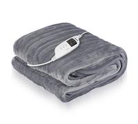 Geepas Grey Fleece Electric Heated Throw Blanket 9 Heat Timer - King And Double Size Options