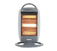 Geepas 1200W Halogen Heater | Instant Heating Energy Efficient Heater with 3 Heat Settings 400/800/1200W | Oscillation Function & Low Running Cost | 3 Bar Compact Radiator Home Office, Grey