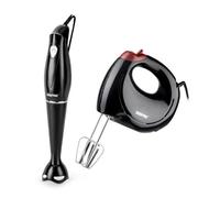 Geepas Hand Mixer & Hand Blender Set | Electric Whisk, Handheld Food Collection Cake Mixer for Baking, 7 Speed Turbo & Eject Button | Hand Blender Ideal for Smoothies Shakes Vegetables Baby Food Soup