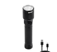 GEEPAS Handheld LED Flashlight | 500 Lumen Super Bright Powerful 2000mAh Battery Type-C Rechargeable | 3H Runtime 4 Modes | Waterproof Pocket Size Torch for Power Cuts Emergency Camping Hiking Outdoor